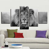 tableau image lion en noir et blanc