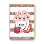 tableau tasse et fleurs rose