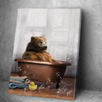 tableau ours marron dans une baignoire