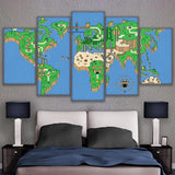 affiche carte du monde jeu vidéo 5 pièces