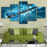 tableau guitare électrique bleue