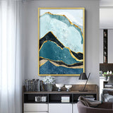 tableau peinture montagne bleue