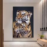 tableau deux tigres sur fond noir