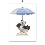 tableau parasol bleu et panda