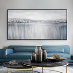 tableau grand lac et montagne de glace