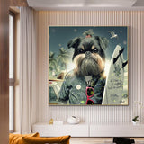 tableau chien qui surf