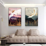 Alpine Flying Crane Abstract Posters and Prints Japanese 