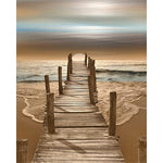 tableau grand pont en bois sur la mer