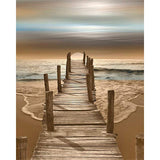 tableau grand pont en bois sur la mer