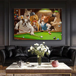 tableau chien qui jouent au billard