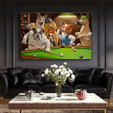 tableau chien qui jouent au billard