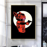 Tattoo Dog Canvas Painting on the Wall Modern Cool Animal 