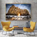 tableau grand rocher sur la plage