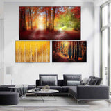 tableau grands arbres oranges