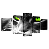 affiche chat yeux vert 5 pièces