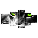 tableau chat noir et blanc yeux verts