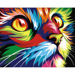 Tableau peinture chat coloré