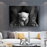 tableau ourson en noir et blanc