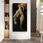 tableau roi de la savane fond noir