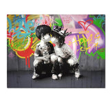 tableau graffiti garçon et fillette