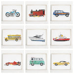 Car Vintage Train Motorcycle Nursery print Watercolor Poster