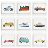 Car Vintage Train Motorcycle Nursery print Watercolor Poster