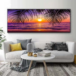 tableau palmier ciel rose