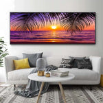 tableau plage ciel rose