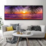 tableau plage ciel rose