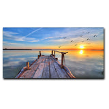 tableau pont en bois sur la mer