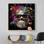 tableau skull multicolore