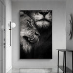 tableau photo lion mâle et femelle