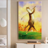 tableau peinture chat golfeur