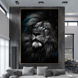 Tableau lion Tache de peinture bleue