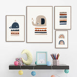 Cartoon Abstract Rainbow Whale Elephant Nordic Posters And 