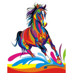 Tableau peinture cheval multicolore