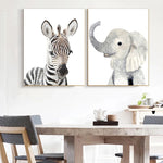 Nordic Poster Elephant Zebra Fox Rabbit Bear Giraffe Safari 
