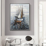 tableau peinture grise bateau