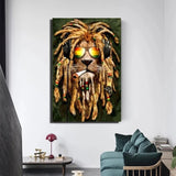 tableau lion qui fume