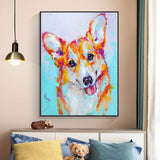 tableau peinture abstraite chien orange