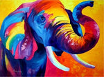 Tableau peinture éléphant coloré
