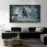 tableau ours et loup gris