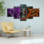 tableau dragon violet et orange