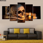 tableau skull sablier et bougie