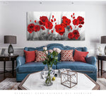 tableau photo fleurs rouges en noir et blanc