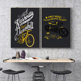 affiche moto noire écriture jaune