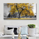 tableau photo noir et blanc arbre jaune
