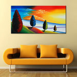 tableau peinture arbres pleins de couleurs