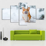 tableau chien shiba dans la neige