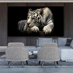 tableau lion calme